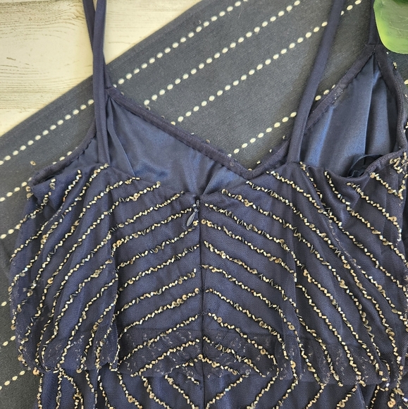 Adrianna Papell Evening Beaded Sequin Mini Dress Navy Size 6 - Picture 5 of 11